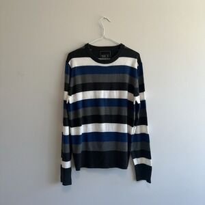 Bke Sweat Shirt Large Mens 100% Acrylic Super Soft Blue/white And Grey